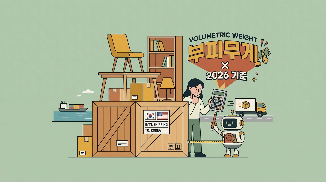가구 직구 배대지, '부피무게' 모르면 요금 폭탄 맞습니다 (2026년 기준)