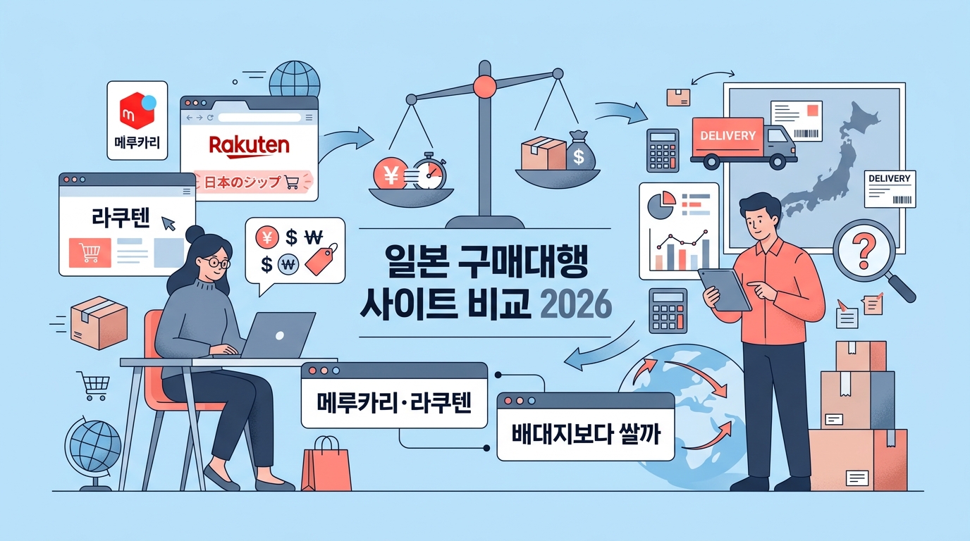 일본 구매대행 사이트 비교 2026 — 메루카리·라쿠텐, 배대지보다 쌀까