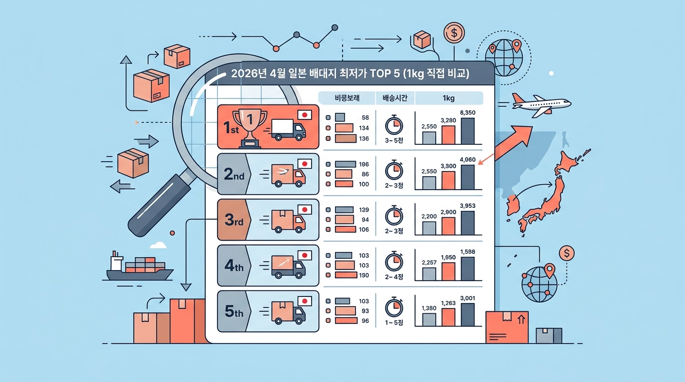 2026년 4월 일본 배대지 최저가 TOP 5 (1kg 직접 비교)