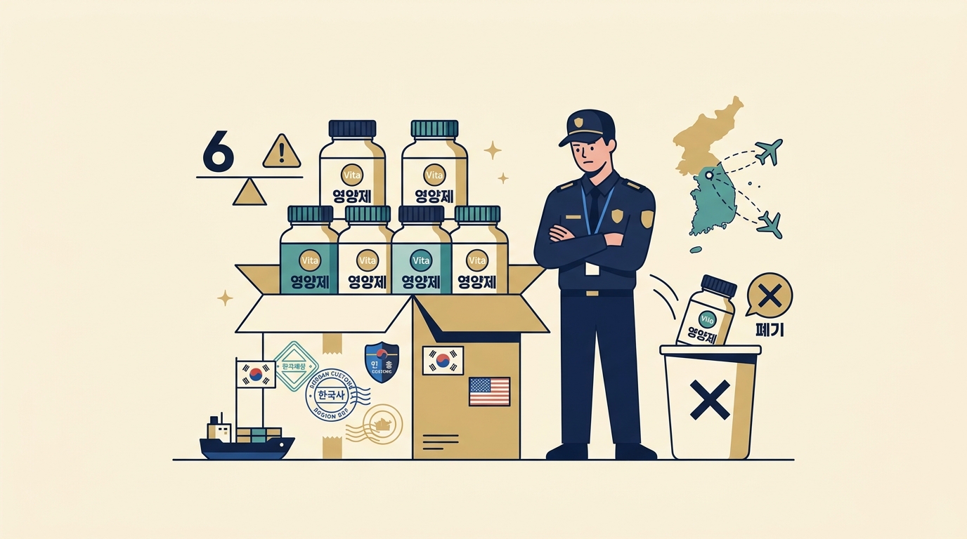 해외직구 영양제 통관 기준 2026: 6병 넘으면 무조건 폐기? (아이허브)